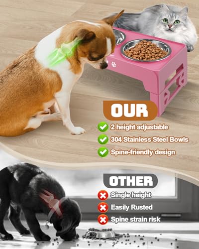 Elevated Dog Bowls for Small Dogs and Cats (for Small Dogs and Cats 2 Basic Bowls / Pink)