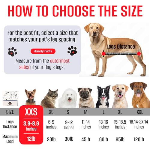 Dog Grooming Hammock for Cats (XXS(leg spacing: 3.9-8.9")/8pound))