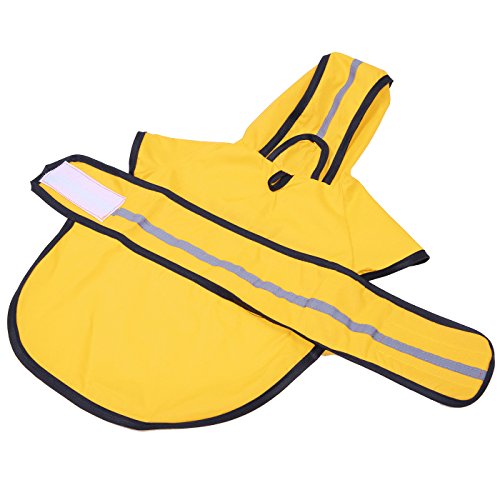 Dog Raincoat with Hood & Leash Hole S (Small / Yellow)