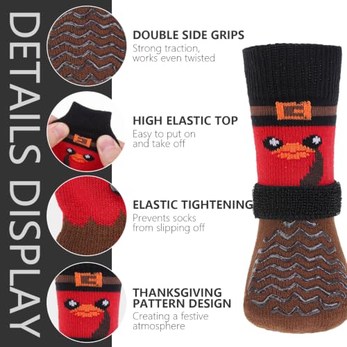 Anti Slip Dog Socks to Prevent Licking Paws for Hot Pavement (Red & Brown / Small)