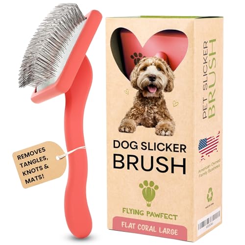 Slicker Brush for Dogs (Coral / Flat Large)