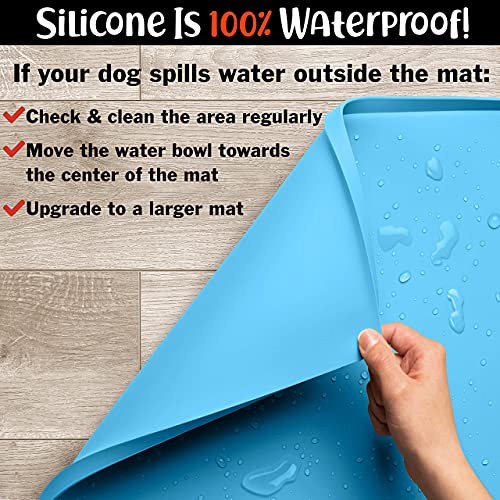 Dog Food Mat Waterproof Dog Bowl Mat for Food and Water (Large: 24" x 16" / Maya)