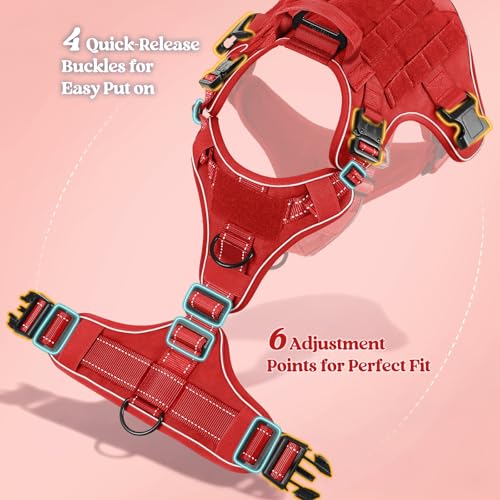 Tactical Dog Harness for Large (Red Reflex / Large)