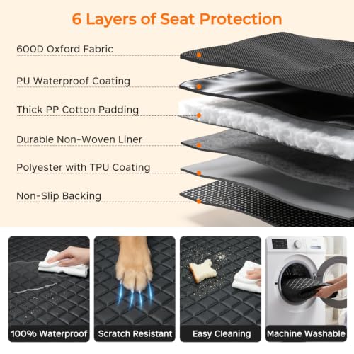 Dog Car Seat Cover for Back Seat (Black / Small (50" W x 49" L))