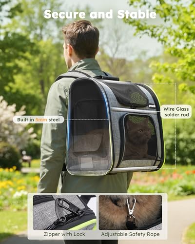 Cat Backpack Expandable (Grey / 12.6"L x 10.2"W x 16.5"H)