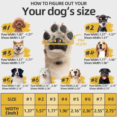 Dog Shoes for Dogs (Black / Width 2.55 in)