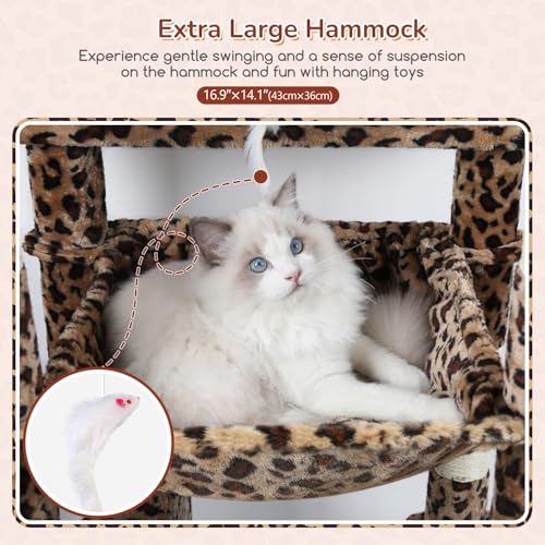 F70 Pro Leopard Heavy Duty Cat Tree Tower for Indoor Large Cats (70inch / Leopard Print)