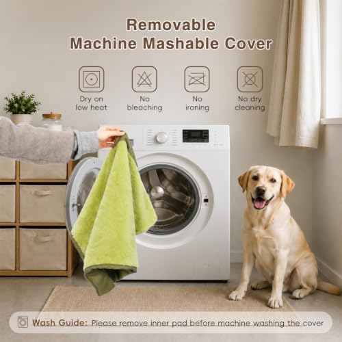 Waterproof Medium Dog Bed for Crate with Washable Cover (29.0"L x 18.0"W x 3.0"Th / Green)
