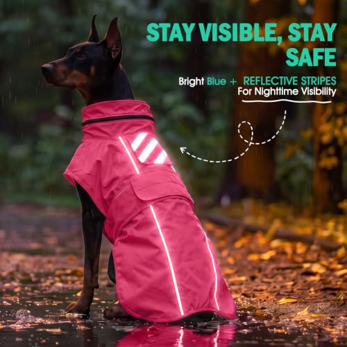 Dog Raincoat Waterproof Dog Rain Jacket with Hood (Pink / XXX-Large)