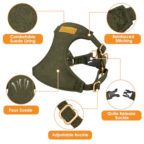 No Pull Dog Harness with Leash for Small Medium Dogs (X-Small(6-11lb) / Solid Military Green)