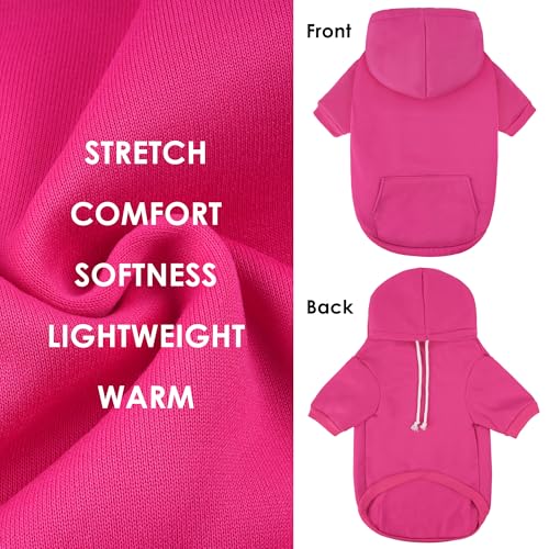 Dog Basic Hoodie Soft Dog Clothes Cold Weather Sweaters for Medium Large Dogs Cozy Fabric Warm Sweatshirt with Leash Hole for Boys (Rose Pink / XS (Back: 10.24",Chest: 14.96", 2-5 lbs))