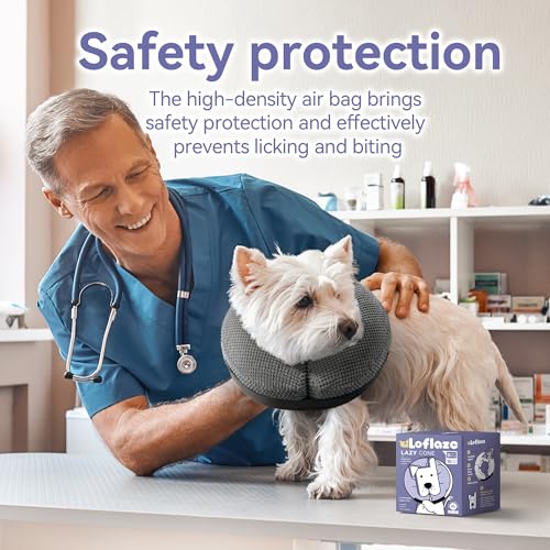Soft Inflatable Dog Cone Collar Alternative After Surgery (M(Neck 7.5"-10") / grey)