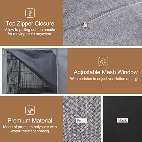 36 Inch Dog Crate Cover with Mesh (36.0"L x 23.0"W x 25.0"H / Grey)