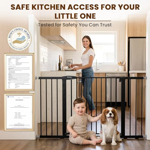 36 58" Extra Wide Baby Gate for Stairs (Black / 36-58"W x 30"H)