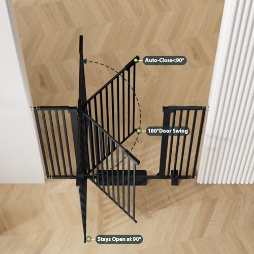 51'' Extra Tall Cat Gate Barrier for Doorways Hallways (Black-51"tall / 30''-32.6''Wide)
