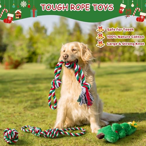 Dog Rope Toys Set (7 Pack Christmas-Large)