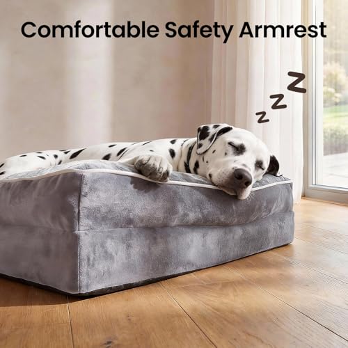 Orthopedic Jumbo Sized Dog Bed Couch (52" x 41" x 9" / 01-Gray)