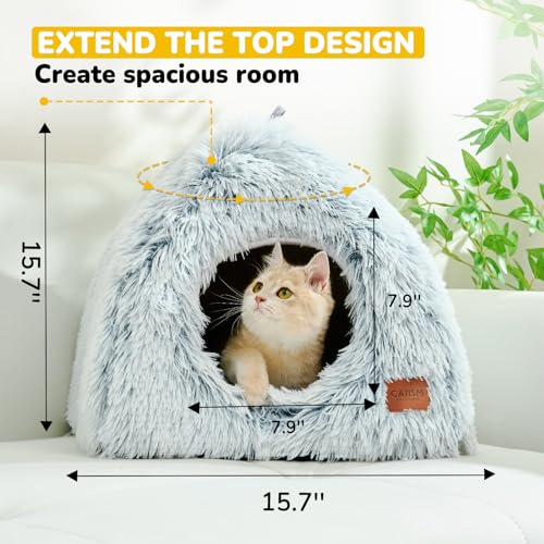 Cat Bed Cat Cave for Indoor Cats (Gray / M(15.7 x 15.7 x 15.7 Inch))