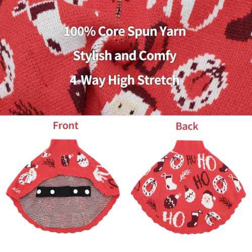 Dog Christmas Sweater Cloak (Medium(Back Length 12") / Christmas Red)