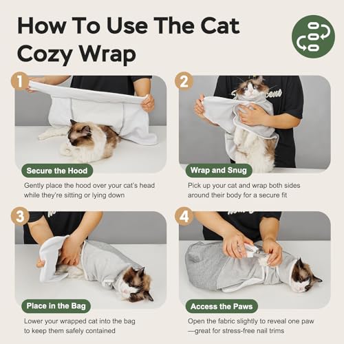 Cat Wrap for Cutting Nails (L(15-28lbs) / Grey)