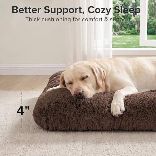Large Dog Bed Crate Pad (40.0"L x 27.0"W x 4.0"Th / Brown)