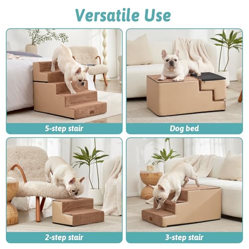 Dog Stairs for Small Dogs (Light Brown / 19.7x29.5x23.6 inch)