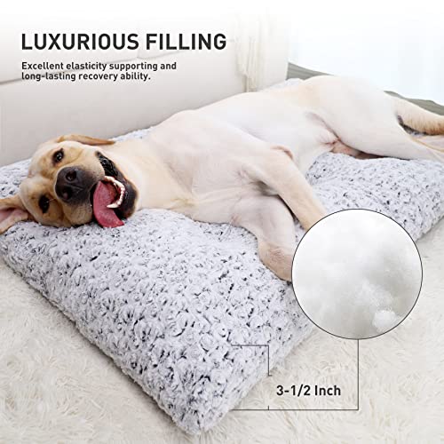 Washable Dog Bed Medium Size Dog Crate Bed Plush Pet Mat 35"x23" Gray (Grey / 35.0"L x 23.0"W x 3.5"Th)