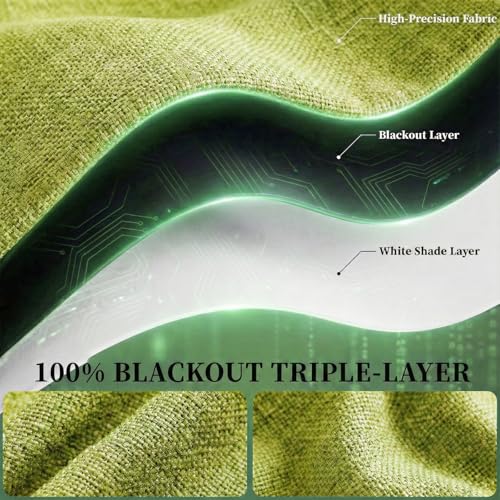 100% Blackout Magic Tape Stick On Curtains Window Shades Pull Down Blackout Window Cover No Drillng Self Adhesive Curtains No Rod Small Windows (35"W x 60"L (Pack of 1) / Fruit Green)