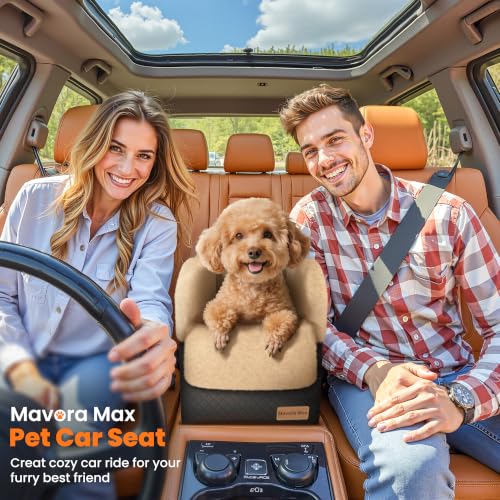 Center Console Dog Car Seat for Small Dogs Under 11lbs (Black/Brown / Small)
