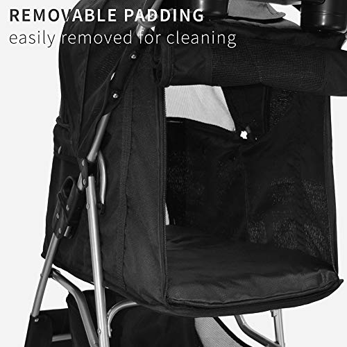 Black 4 Wheel Pet Stroller for Cat (Black)