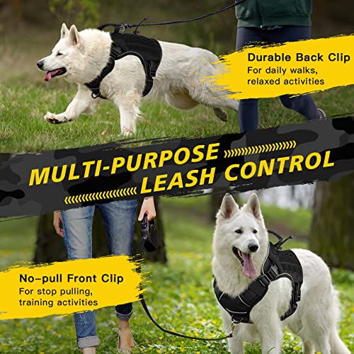Black Tactical Dog Harness for Large Dogs (Black / X-Large: 70-120 lbs (Chest:29-39",Neck:21-26"))