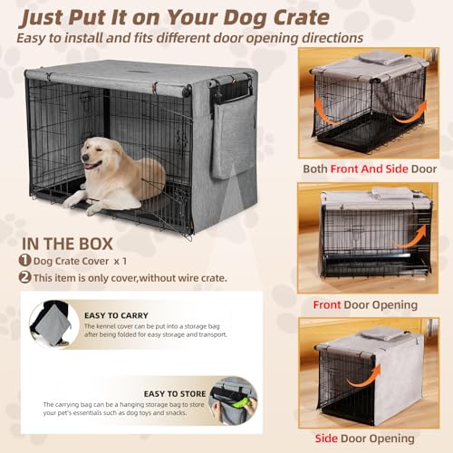 Dog Crate Cover 42 in (Gray / 42.0"L x 28.0"W x 31.0"H)