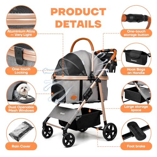 Dog Cat Stroller for Small (Grey)