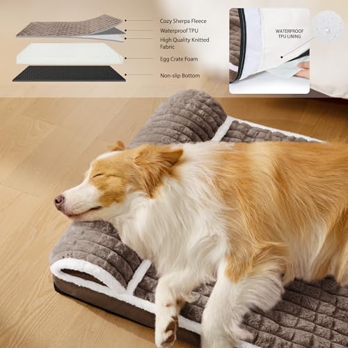Orthopedic Large Dog Bed Pillow Pet Sofa Bed 36''X24'' Taupe (Taupe / 36"L x 24"W x 3.5"Th)
