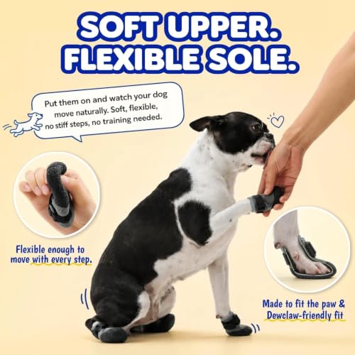 4 Pack Soft Upper & Flexible Sole Dog Summer Shoes for Hot Pavement (Gray / XXXL)
