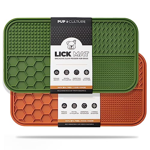Dog Lick Mat for Dogs (2 Pack / Green/Orange)