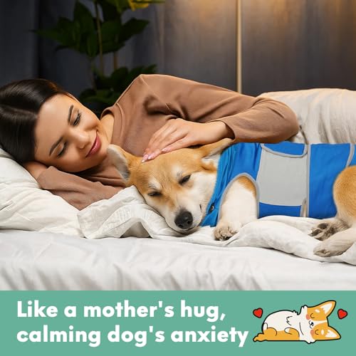 Dog Anxiety Vest for Calming Stress Relief (Blue / L)