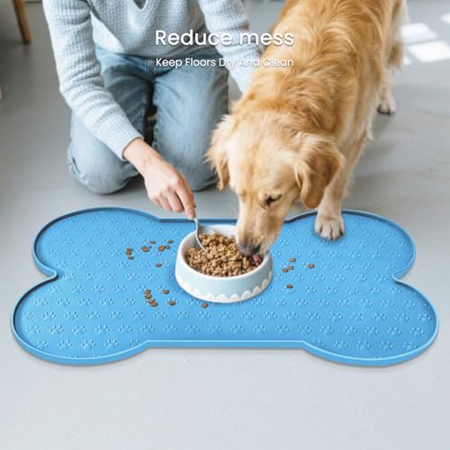 Dog Food Mat Anti (19.4" x 9.8" / Blue)