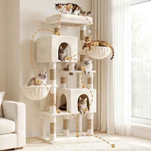 68.1" Cat Tree with Oversized Top Platform & Wide Base HCT059MJ (Beige / 68.1 inch)