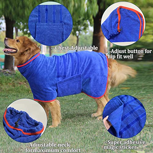 Dog Bathrobe Towel Dog Drying Coat Microfiber Absorbent Fast Drying Robes (Grey / X-Large)