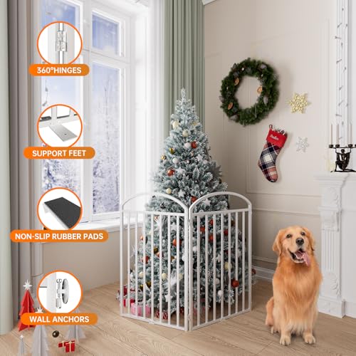 2 Panels Full Matel Freestanding Dog Gates (【2 Panels】48"W*36H" / White)