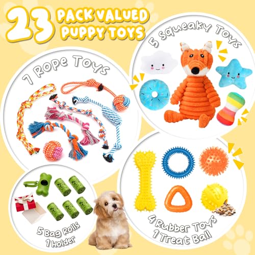 23 Pack Luxury Puppy Toys for Teething Small Dogs (23 Pack (Stuffed-Fox))