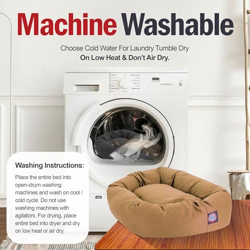 24 Inch Bagel Calming Dog Bed Washable (Khaki)