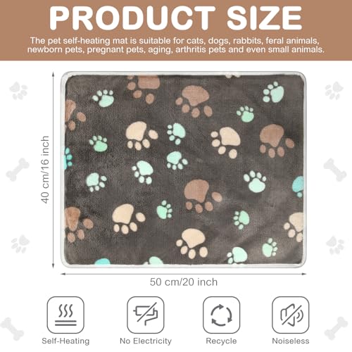 2 Pack Self Warming Cat Bed Self Heating Dog Pad Cat Warming Pad Thermal Pet Mat Washable Reflect Body Heat Removable Cover for Indoor Kittens Puppies Feral Pet (16 x 20 Inch)
