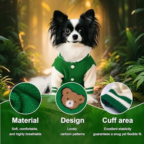 Dog Varsity Sweaters for Dog (Green / Medium(5-9lbs))