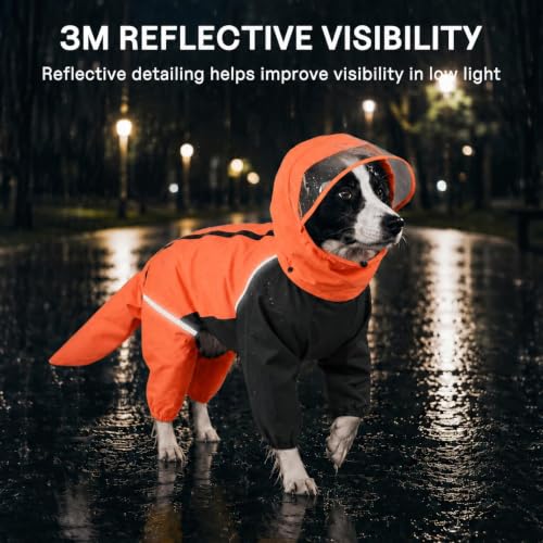 Full Body Dog Raincoat with Detachable Hood (Orange / Medium)