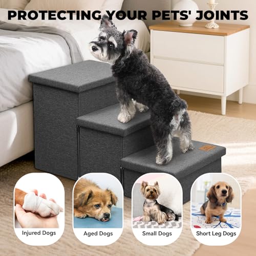 Dog Stairs with Storage (Dark Grey No Condo / 3)
