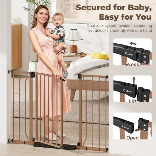 29" 45" Baby Gate for Stairs & Doorways (Brown / 29-45"Wide, 30"Tall)