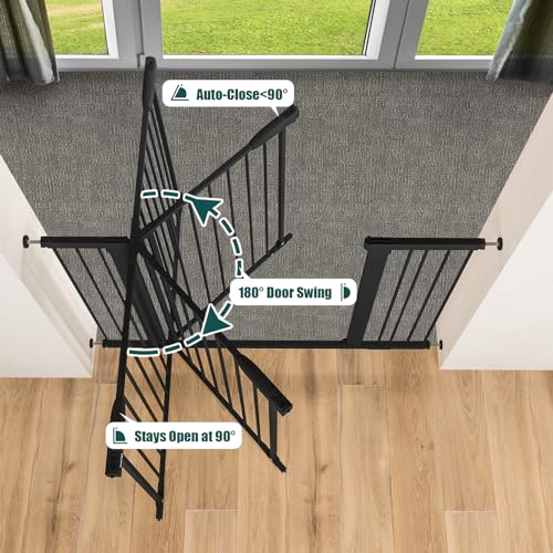 29.7" 51.5" Extra Wide Baby Gate for Stairs (Black / 29.7-51.5"Wide,30"Tall)