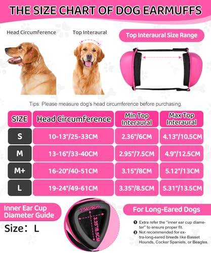 DG02 Dog Ear Muffs Noise Protection (Fuchsia-large-normal Earpads)